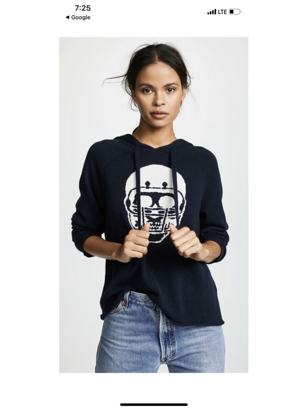 Skull Cashmere Collegiate Skull Rider Hoodie Cashmere Sweater, Navy blue XS